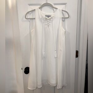 Naked Zebra White Lace Up Swing Dress